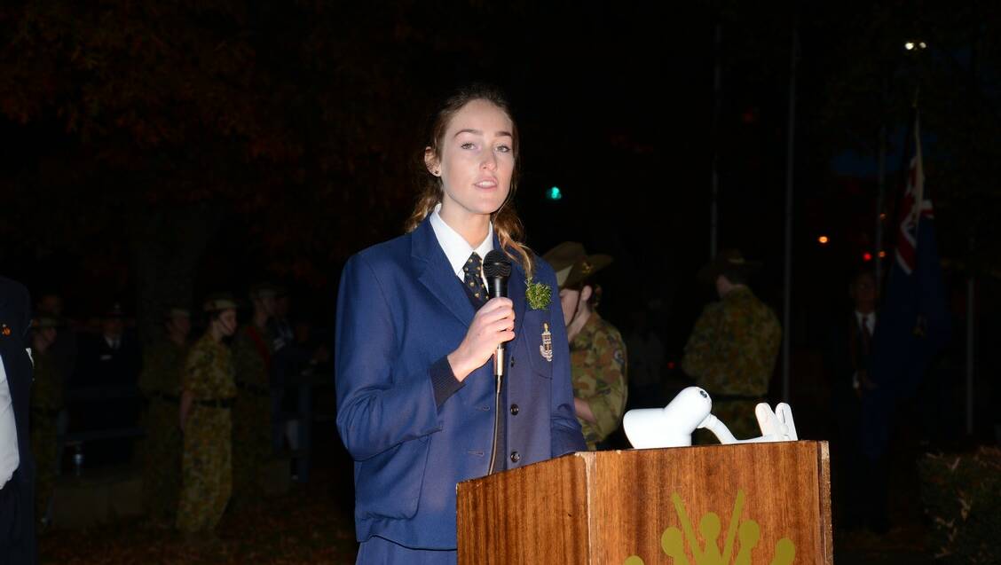 Caitlyn Bellis of Oxley College recites the Psalm at the Bowral Dawn Service.
