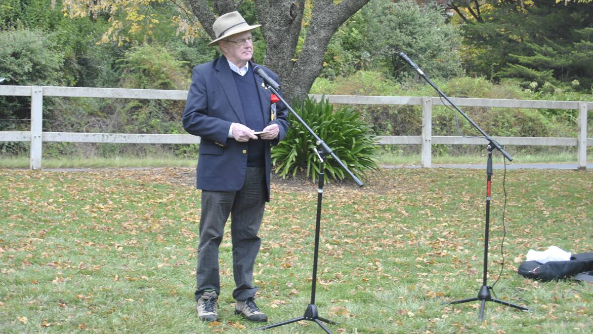 Peter Grigg gave the ANZAC address at Exeter. Photo by Dominica Sanda