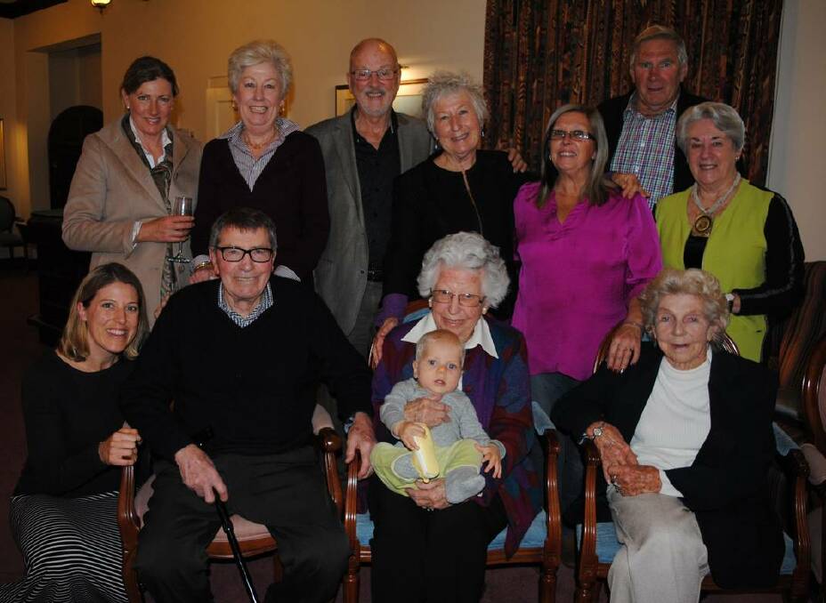 Celebrating Beryl Morrissey's 100th birthday are (back) Jo Sjoerdsma, Sue Olson, Brian and Pam Bailey, Rhonda Daley, Jan and Clarrie Lemme, (front) Chloe Dowsett, John Olson, Beryl, Angus Dowsett and Marj Daley.