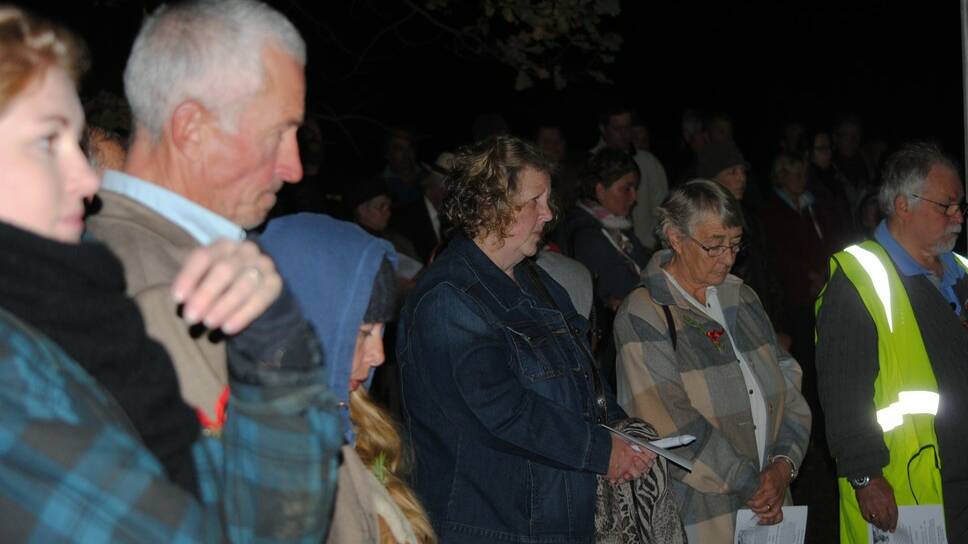 Crowds gathered for the dawn service at the Berrima war Memorial. 