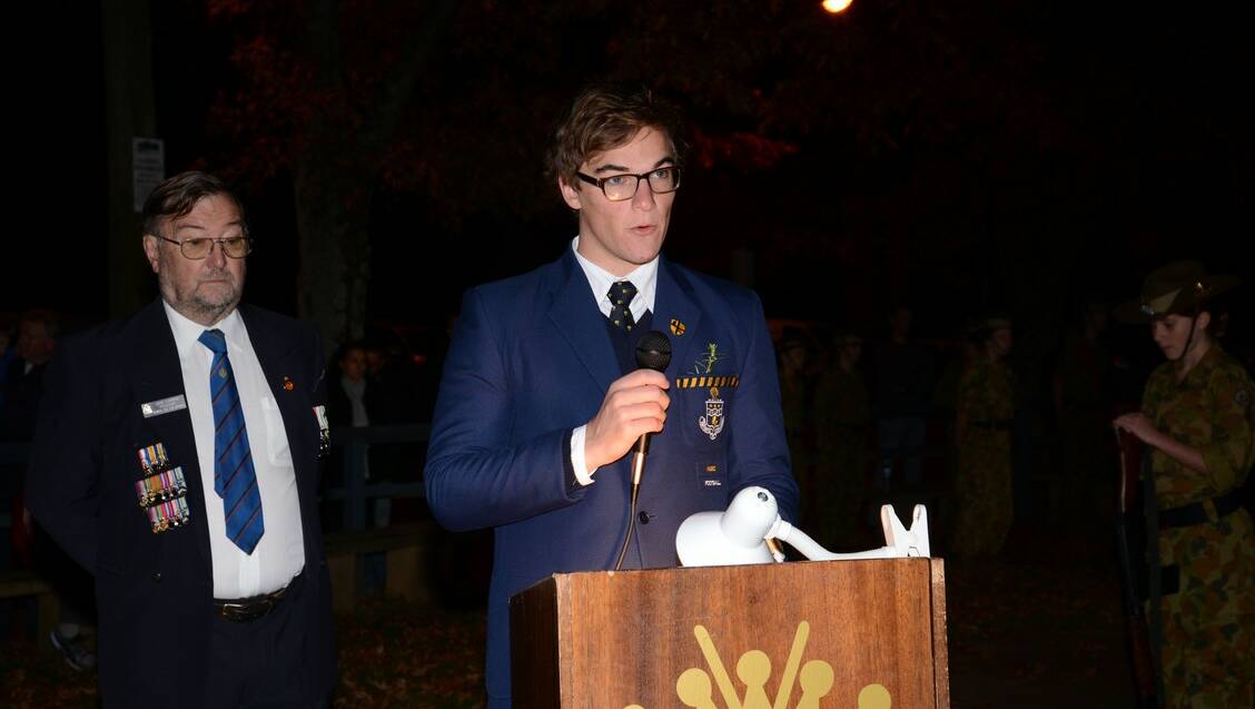 Delivering the Prayer of Peace, Zac Moran from Oxley College.