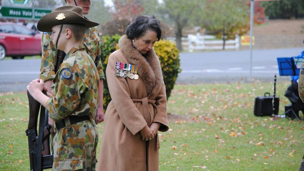 Goulburn MP Pru Gowrad lays a wreath at the Sutton Forest Anzac Service. 
