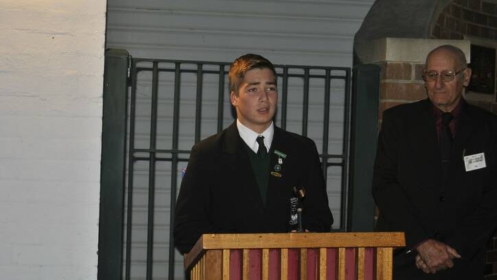 Wollondilly Anglican College student Andrew Hvejsel gives an ANZAC address. Photo by Dominica Sand