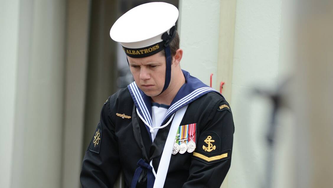 Leading seaman Brendan Clarke was part of the Catafalque Party.
Photo by Roy Truscott