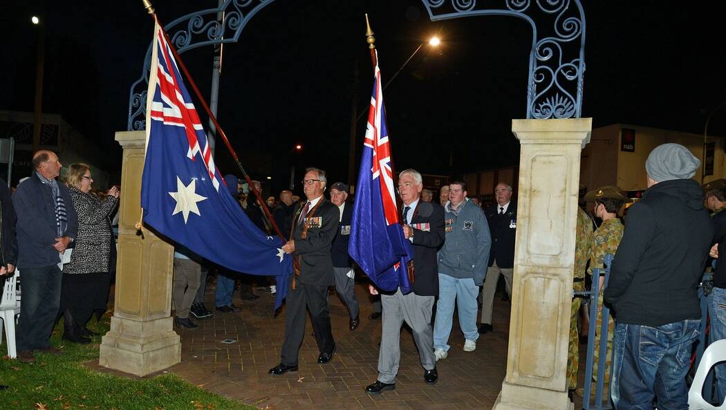 Flag Bearers Peter Watson (Australia) and Peter Beasley (New Zealand).