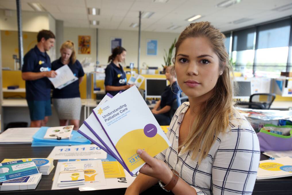 Emma Swords from the Cancer Council promotes material for World Cancer Day. Photo: FDC