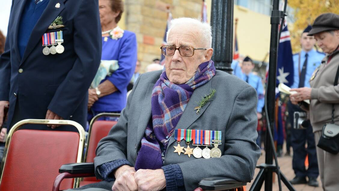 A veteran from the Pacific campaign, Richard Keast, 98, at the Mittagong Anzac Day service. Photo by Roy Truscott