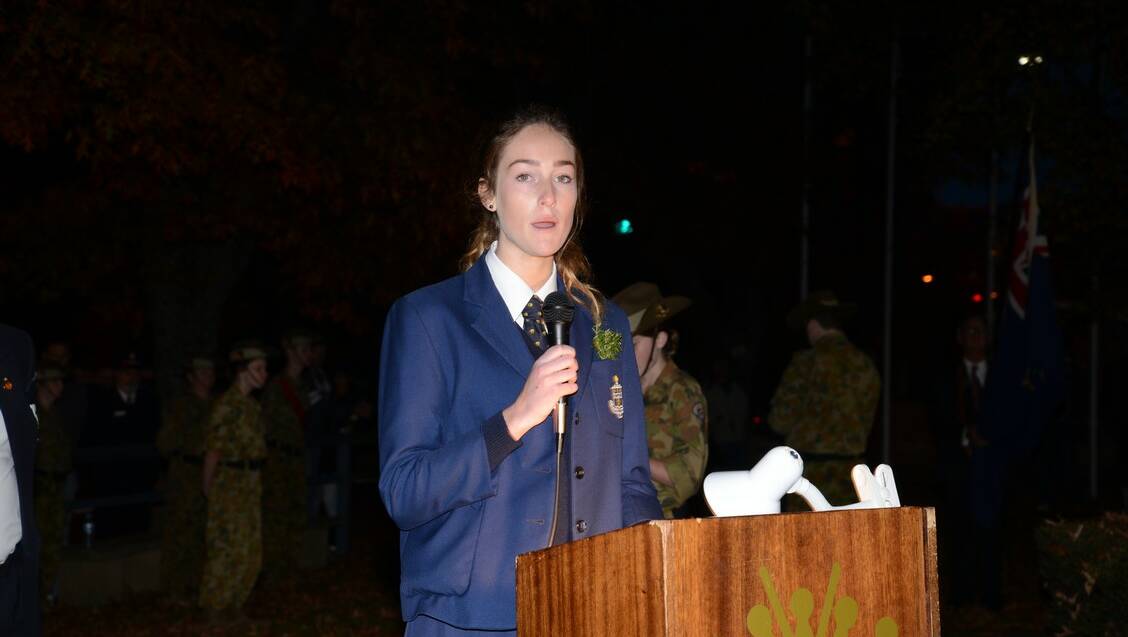 Caitlyn Bellis of Oxley College recites the Psalm at the Bowral Dawn Service.