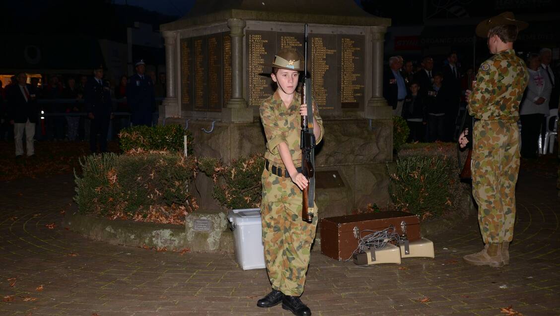 A Chevalier College cadet at the Bowral Dawn Service.