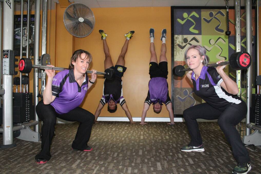 Anytime Fitness club manager Kylie Whatman with personal trainers Chris Hilder, Henry Yuill and Brooke Meadows. Absent: Jenny Balla. Photo by Megan Drapalski