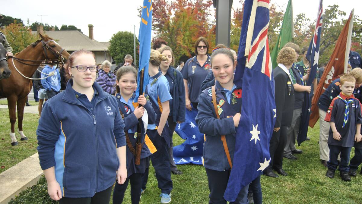Phoebe Cook, Amelia Barrington and Taylor O'Brien from Moss Vale Girl Scouts. Photo by Dominica Sanda