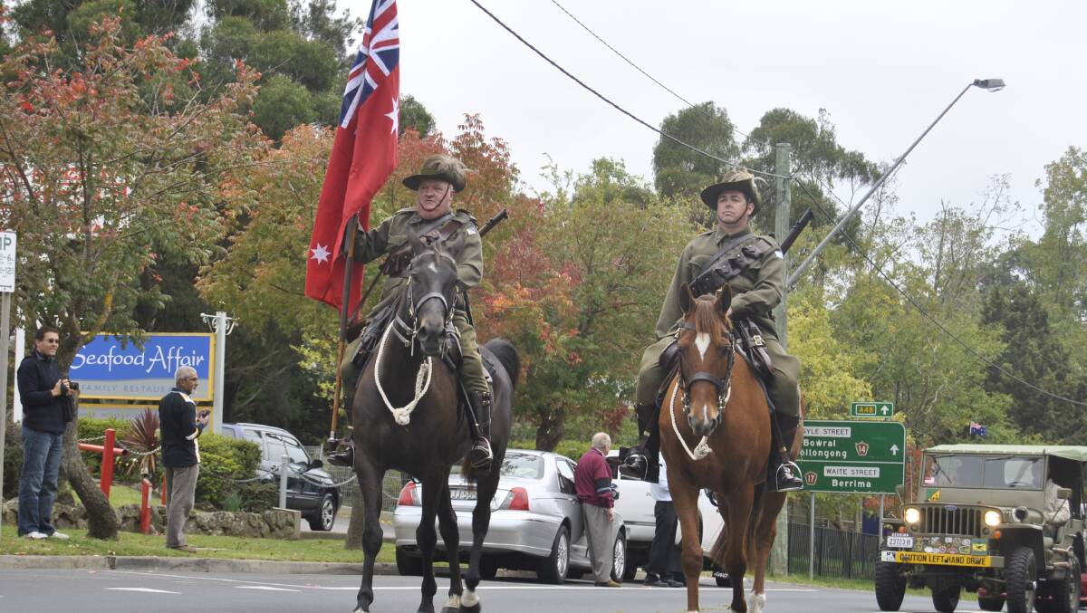 Graham Brown and Silas Sonter leading the march at Moss Vale. Photo by Dominica Sanda