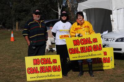Southern Highlands Coal Action Group's Alain Brousse, Kim Martin and Virginia Ellsmore.