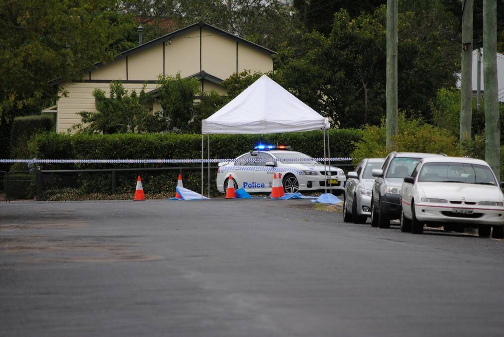 The scene where a man was shot in Bowral on Saturday morning. Photo by Nick Bielby