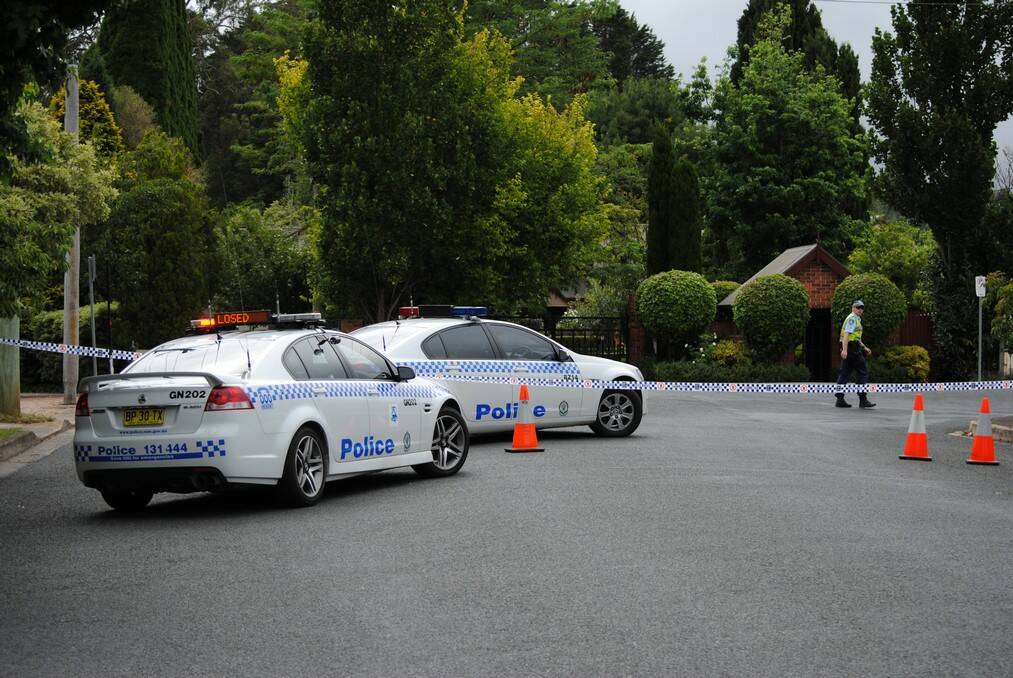 The scene where a man was shot in Bowral on Saturday morning. Photo by Nick Bielby
