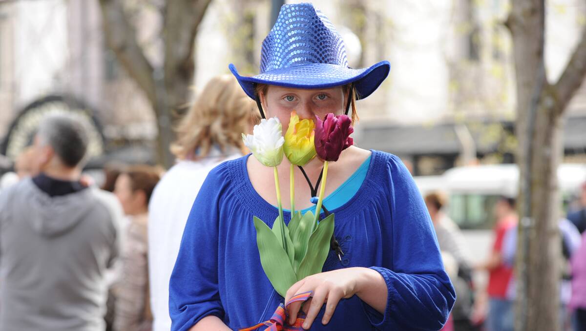 Having another photo taken is Angela Jones at another Tulip Time. 