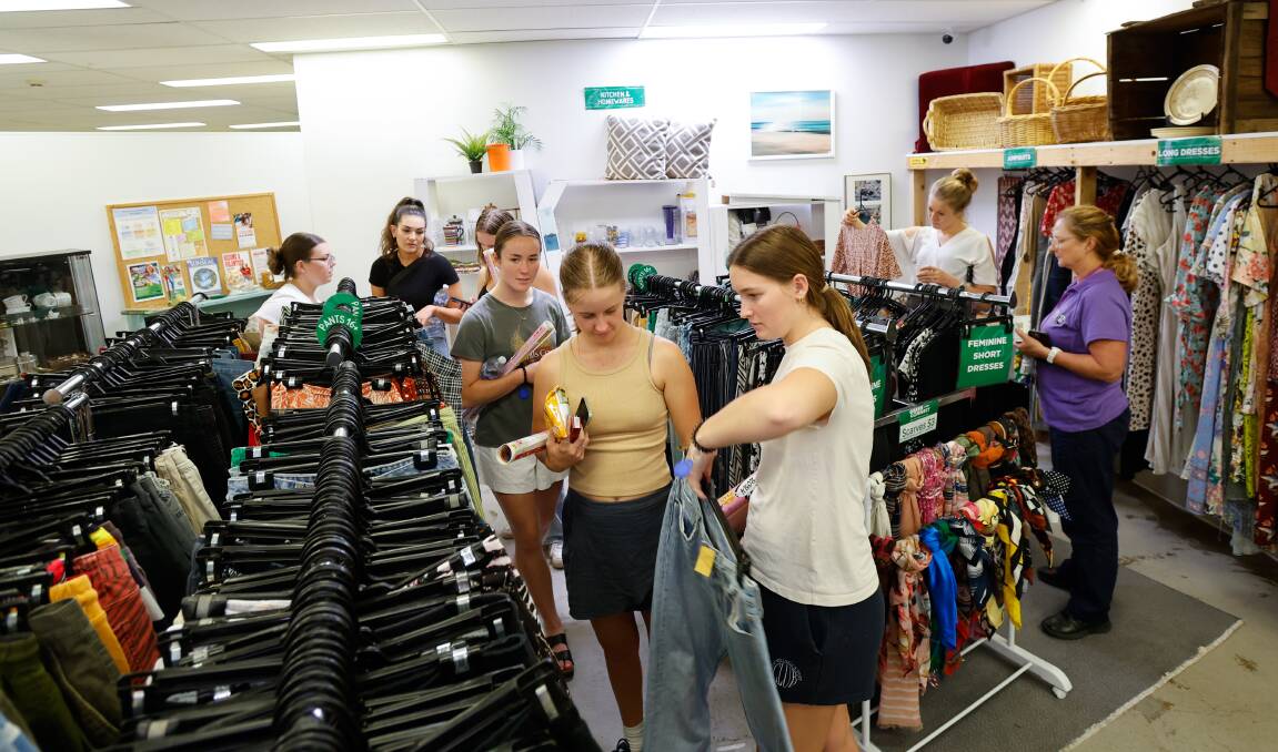 Students check out the UOW's Green Connect Op Shop located on campus near the pharmacy and the Pulse Pantry. Picture by Anna Warr 