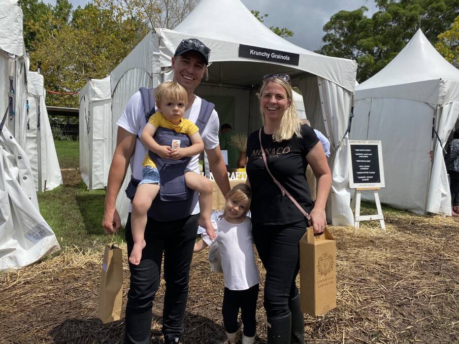 Josh, Hudson, Harlow and Lauren Webster shopped from local producers. Picture: Briannah Devlin