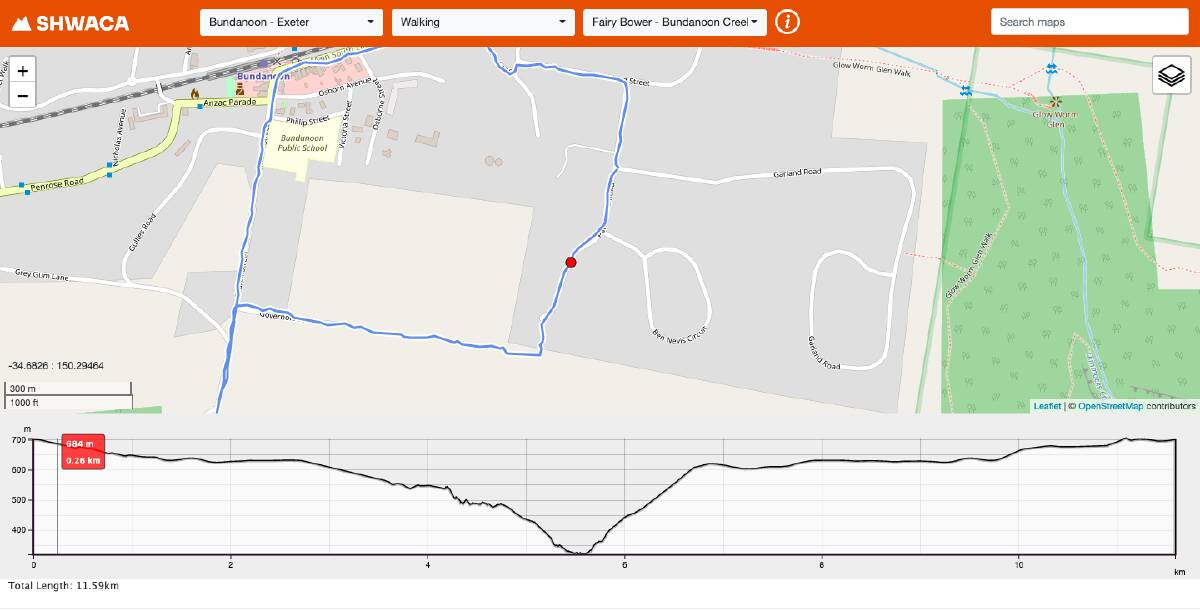 The database shows a detailed map, distance and slopes. Picture: Screenshot of map