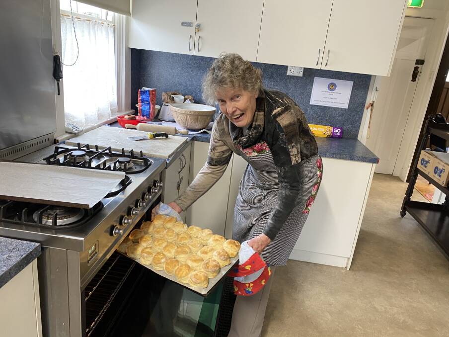 Helen Kent pulled fresh scones out of the oven this afternoon. Photo: Briannah Devlin.