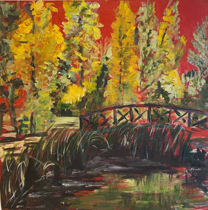 Vivienne loved painting the landscape such as that in her work 'Bridge to Greener Places'. Photo: supplied.

