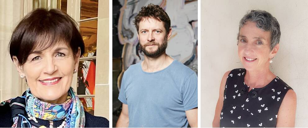 Julie Gillick OAM, Ben Quilty and Michelle Belgiorno are some of the faces behind the new gallery. Photo: supplied. 