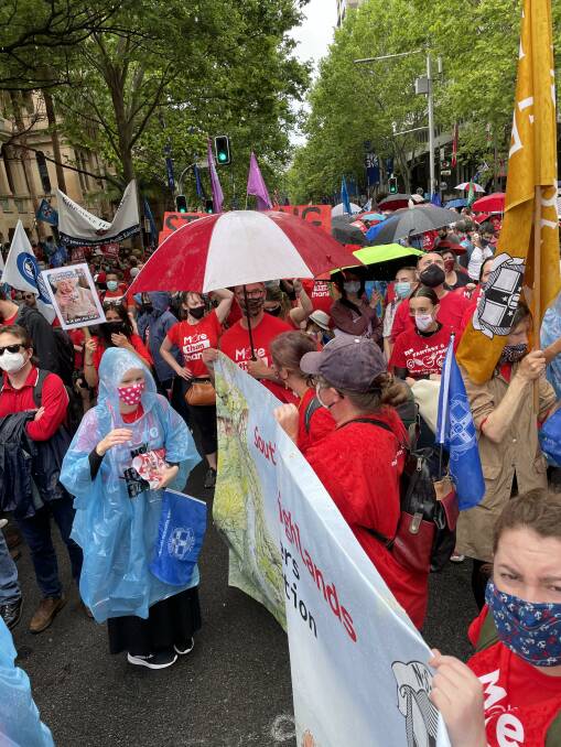 The weather did not deter teachers. Picture: Penny Colman 