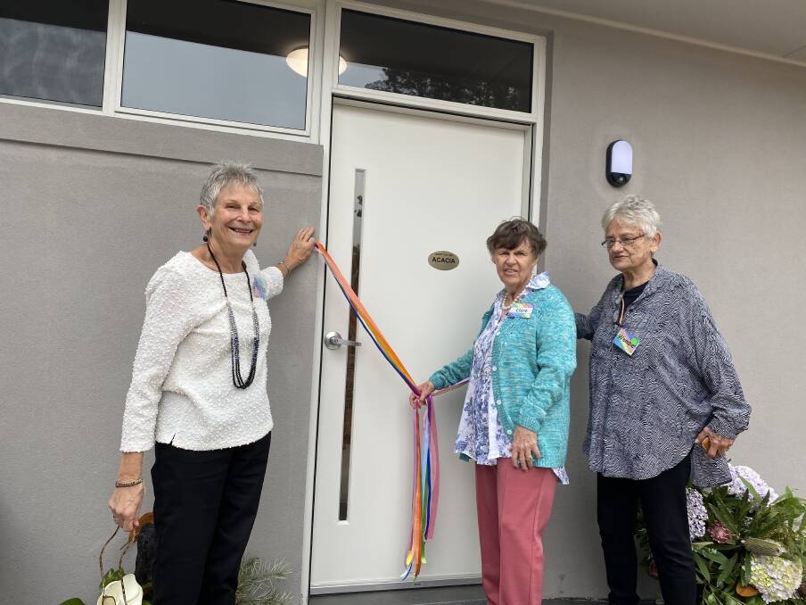 Petrea King with one of the benefactors and Quest for Life Foundation facilitator Wendie Batho officiate the celebration with a colourful ribbon. Picture: Briannah Devlin
