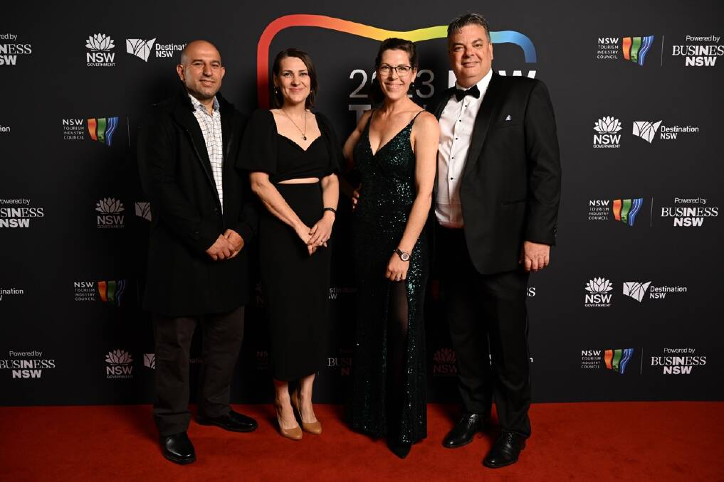 Kalinya Estate has won gold at the NSW Tourism Awards. Advisor Anthony Micari, manager Bec Micari and co-owners Amanda and Chris Barnes celebrated the win on November 9 in Sydney. Picture supplied 