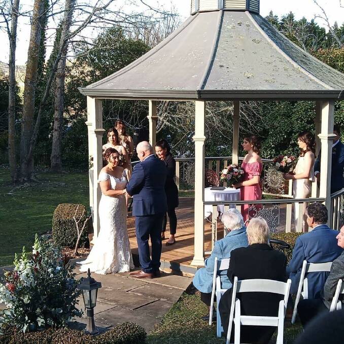 The couple said their written vows to one another were also very similar. Photo: Mark Dabin Music