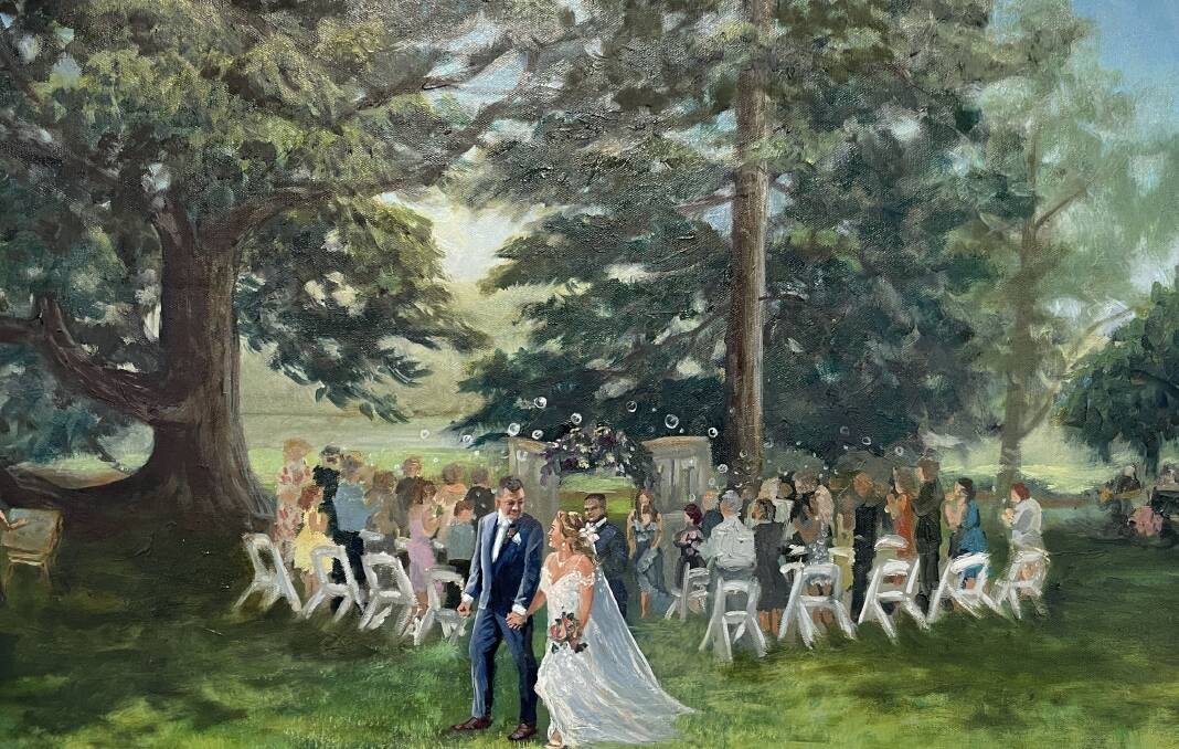 Valentina and Matt look back on their wedding painting with fond memories. Picture: Supplied 