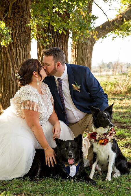 One big happy family: Badger and Maggie helped their parents celebrate their special day. Photo: Holly Bradford Photography