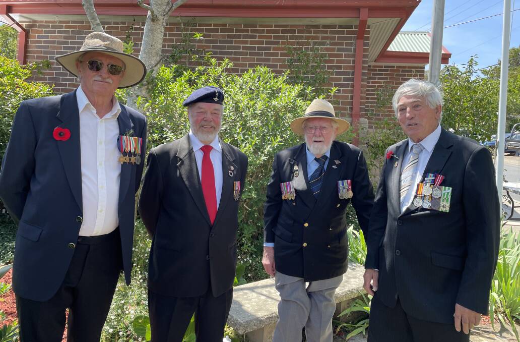 Veterans Trevor Wright, Kevin Tubb, Neil Macmillan and Robert Williams at the Bundanoon Remembrance Day service at the Southern Villages Memorial. Picture by Briannah Devlin