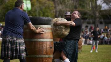four men will compete and lift five stones that are more than 100 kilograms at this year's Brigadoon Highlands gathering. Picture by Nick Bowers