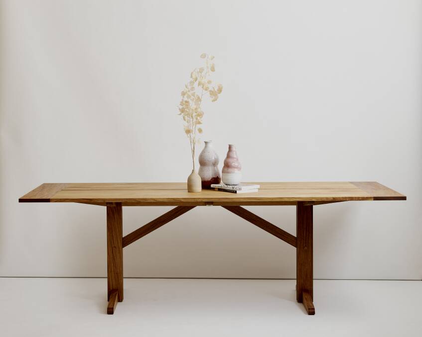 Alistair Grice's split table is one of many pieces to admire in the Textura exhibition, which features pieces from Sturt graduates. Picture supplied 