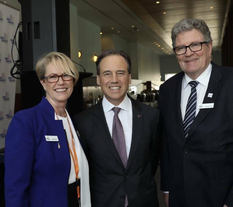 Richard and Kate Vines with the Minister for Health and Aged Care Greg Hunt. Photo: supplied. 