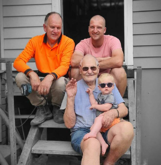 Generations unite: Tom, John, Kieran and William Zube all together at 33 Orient Street, Willow Vale. Picture: Tom Zube