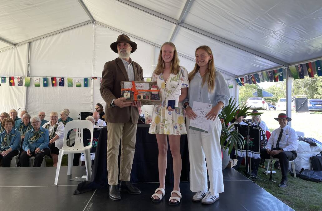 2023 Wingecarribee Citizen of the Year John Creighton with Mackenzie Isedale and fellow nominee Sarah Ruse. Picture by Briannah Devlin