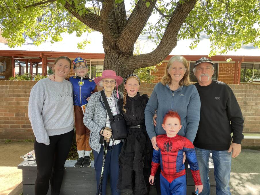 Liz, Josh, Hazel, Taylah, Diane, Sean and John came together at Hill Top Public School to celebrate book week and grandparents day. Picture by Briannah Devlin