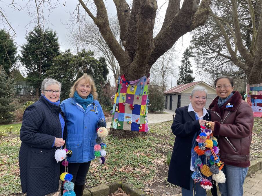 Jennifer Bowe OAM, Jacqueline Major, Rae Spence and Judy Qui are just some of the Moss Vale Evening CWA ladies who have injected colour into a wintry Leighton Gardens. Picture: Briannah Devlin