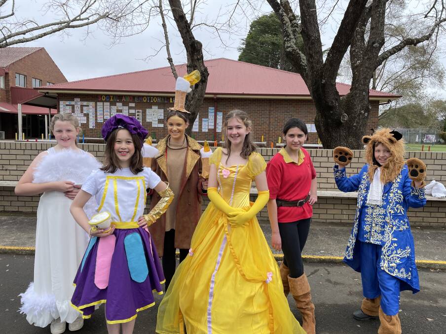 Alissa, Jenny, Poppy, Izzy, Rosemary and Zach banded together to dress as characters from Beauty and the Beast for St Thomas Aquinas Catholic Primary School's book week. Picture by Briannah Devlin
