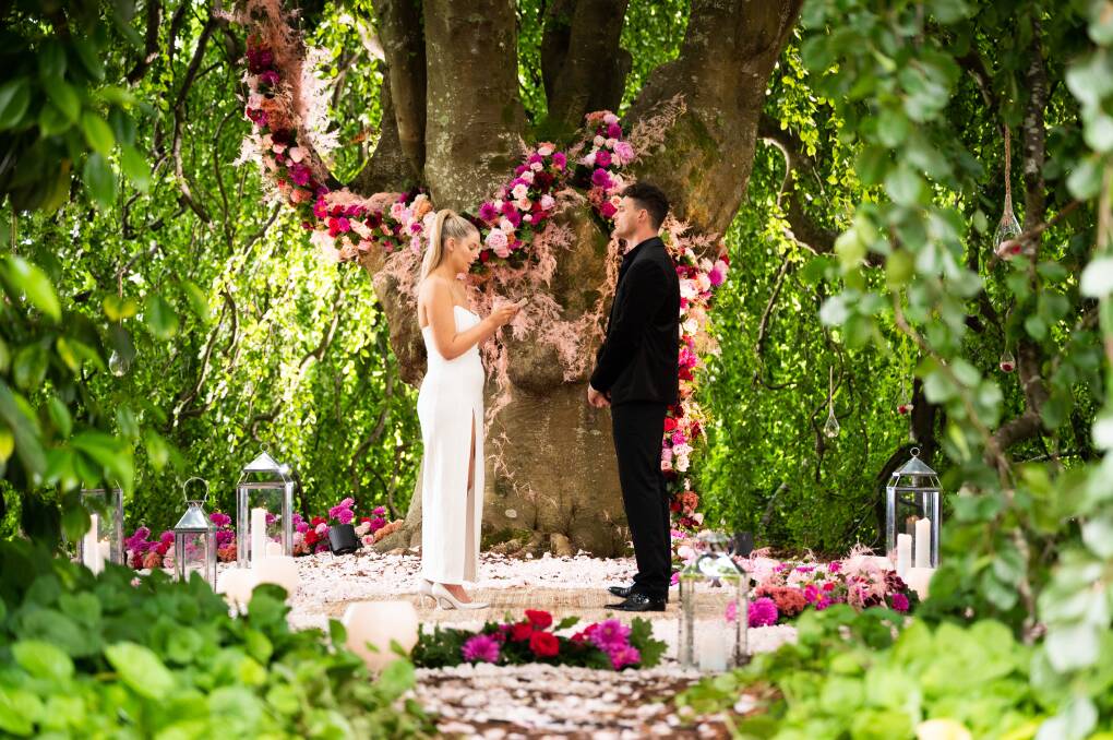 More people have expressed their interest in Milton Park after it appeared on Married at First Sight. Olivia Frazer and Jackson Lonie (pictured) exchanged their final vows under the iconic Weeping Beech Tree. Picture: Channel Nine 