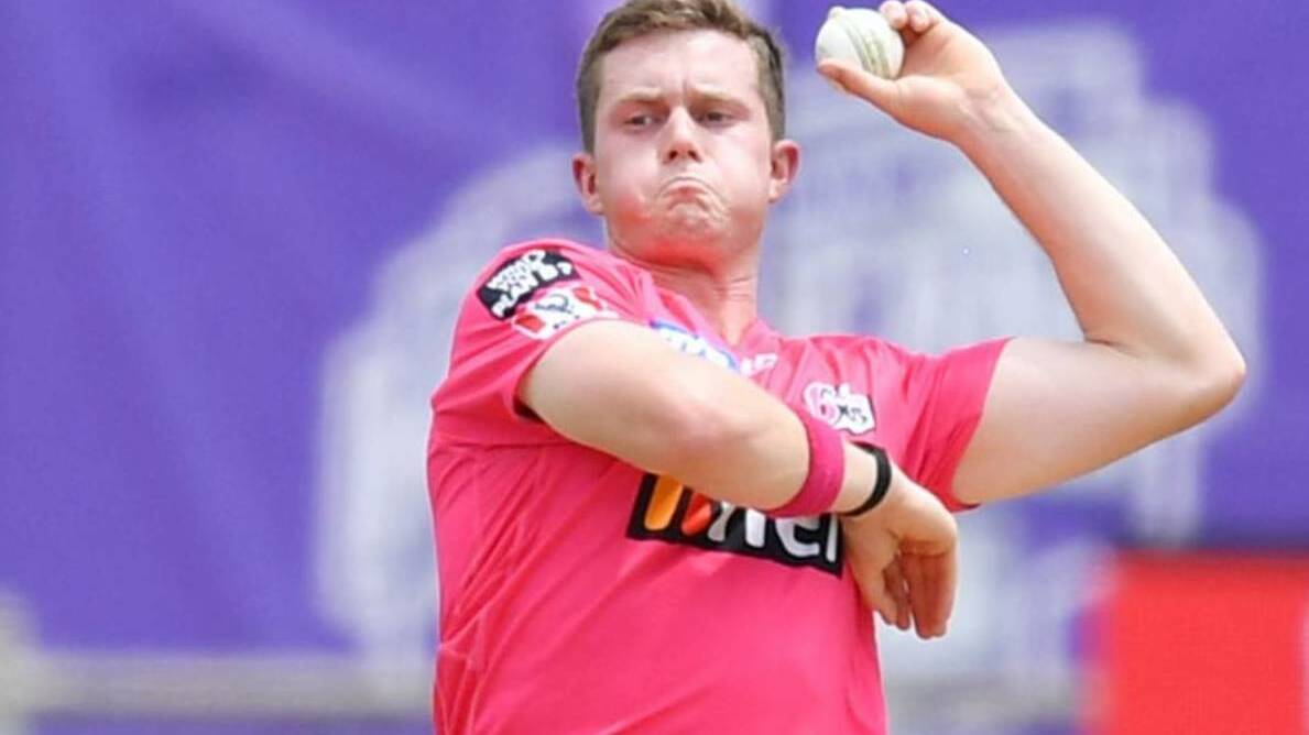 Bowral cricketer Hayden Kerr has earned a contract with the NSW Blues for season 2022/23. he is pictured here playing for Sydney Sixers in the BBL. Picture: NSW Cricket
