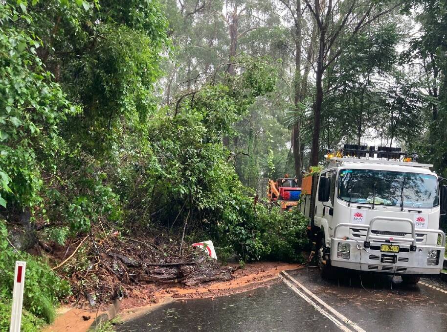 MOUNTAIN IMPASSABLE: The extent of the damage at Moss Vale Rd, Cambewarra Mountain is revealed, Tuesday March 8. Image: Transport for NSW.
