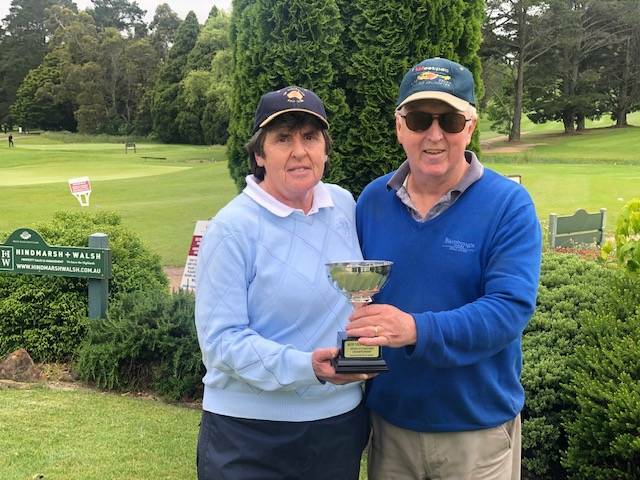 Jocelyn Mackay and Robert Wade, 2021 Mixed Foursomes Club Championship Winners. Picture: MVGC