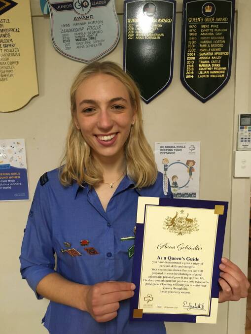 Anna Schindler was all smiles after receiving her Queen's Guide Award. Photo: supplied