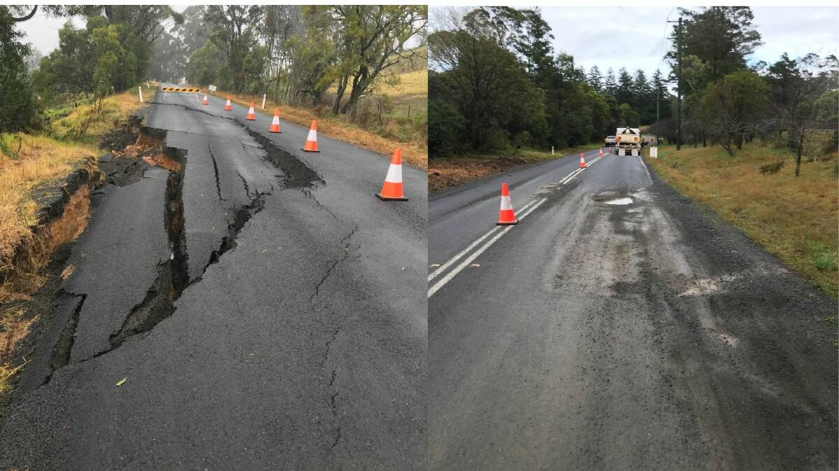 Meryla Road, Manchester Square (L) and Railway Avenue, Bundanoon have suffered from the rainfall. Photo: supplied [WSC]
