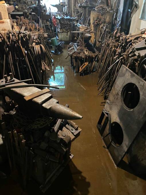 Inside the workshop where floodwaters have entered. Picture: supplied