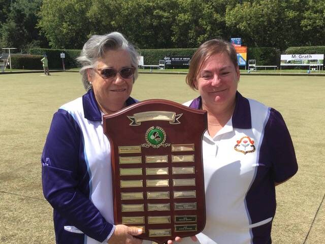 Elizabeth Shepherd and Laura Quintanilla after the Women's Minor Singles final at Bowral Bowling Club. Picture: Gail Fraser