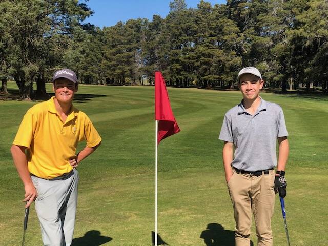 Angus (L) and Lachlan Malcolm. Angus, off a handicap of nine, had 74 off the stick to win Monday's competition with 42 points. Photo: supplied